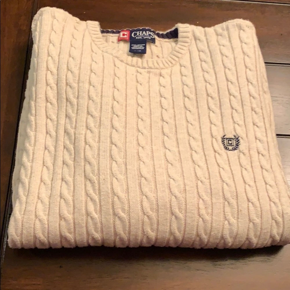 Men’s Cream Cable knit  Chaps sweater - L